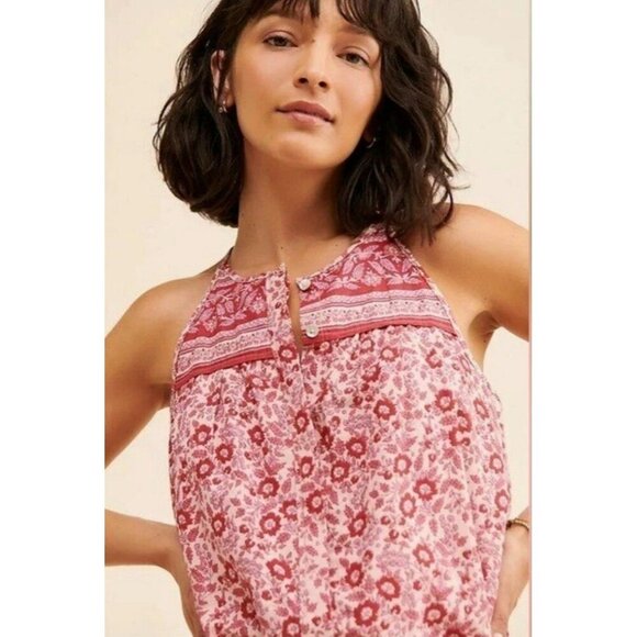 Faherty Adella Floral Jumpsuit Size XS Red Pink Pockets Resortwear - Picture 3 of 15